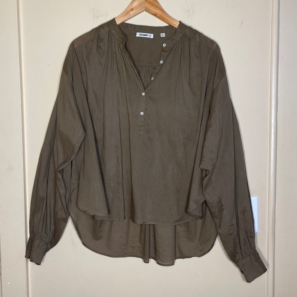 Buck Mason Olive Button-Up Blouse - Picture 1 of 10